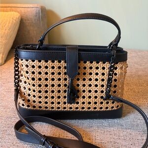Rebecca Minkoff Black and Tan Woven Handbag
